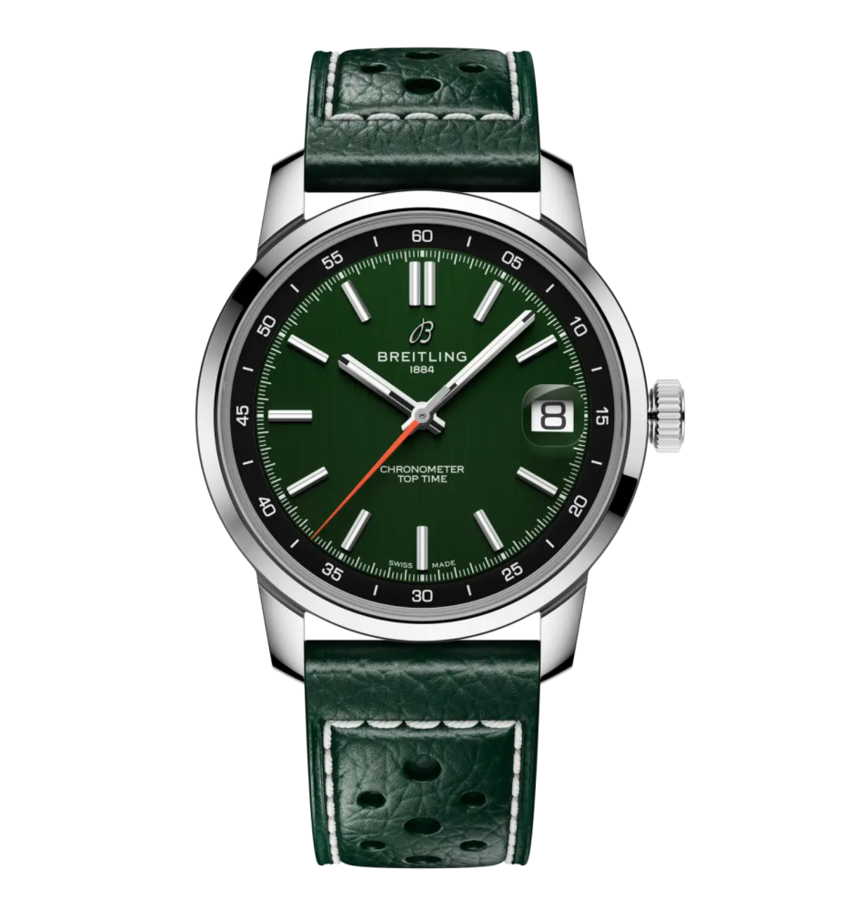 Breitling Top Time B31 38 mm verde cinturino pelle AB3113171L1X1