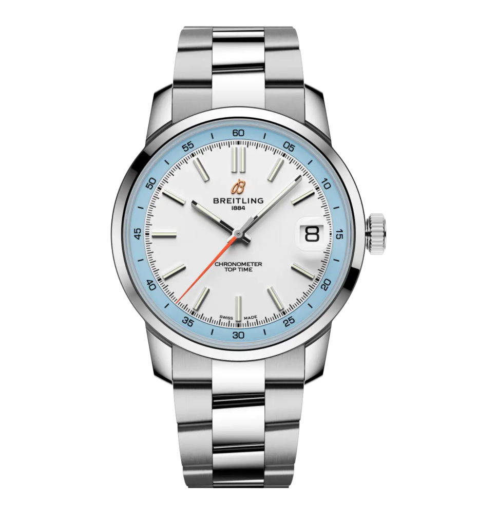 Breitling Top Time B31 38 mm bianco bracciale acciaio AB3113281A1A1