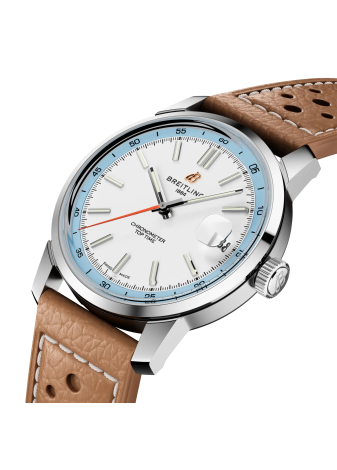 Breitling Top Time B31 38 mm bianco bracciale pelle AB3113281A1X1