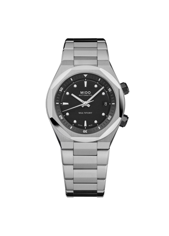 Mido Multifort 8 Two Crowns quadrante nero M0475071105100