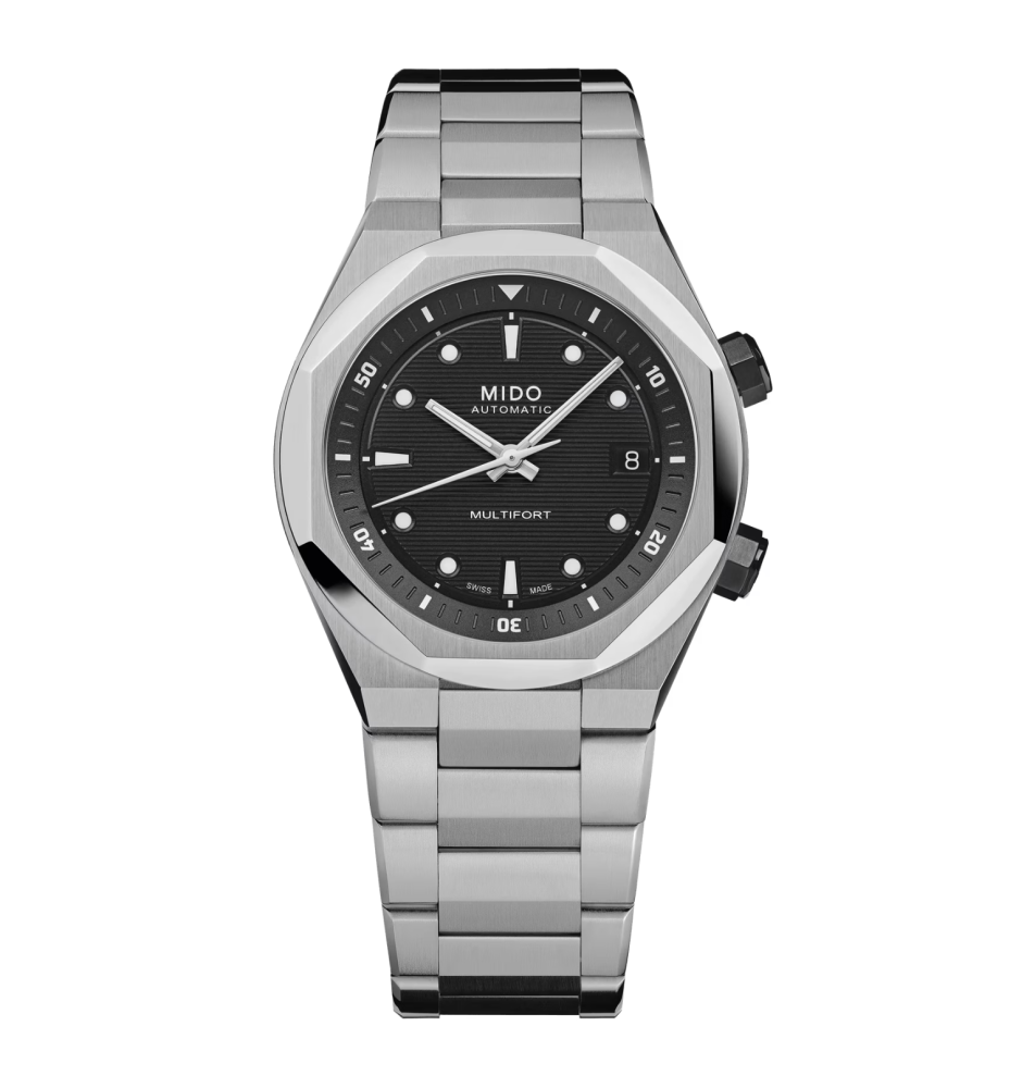 Mido Multifort 8 Two Crowns quadrante nero M0475071105100