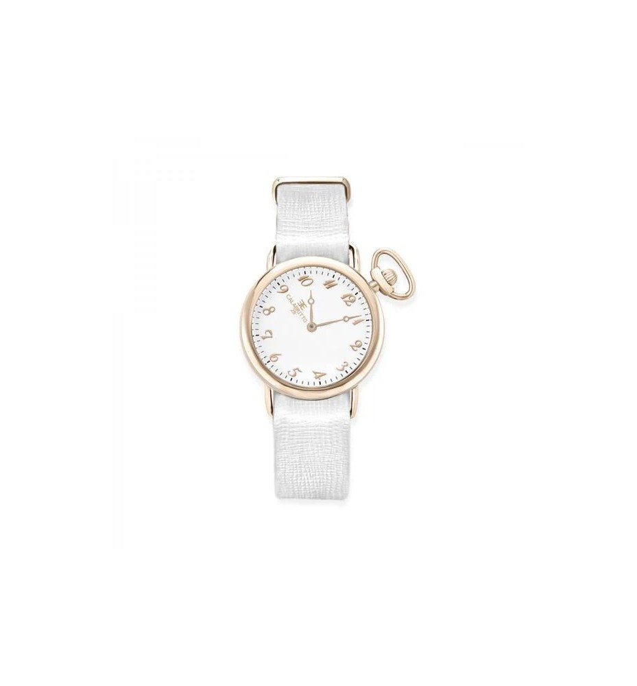 Calabritto28 Orologio 32mm Gold Madreperla Saffiano Bianco