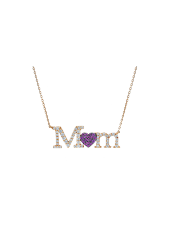 Collana mom in Oro, diamanti e zaffiri rosa regalo Festa della Mamma
