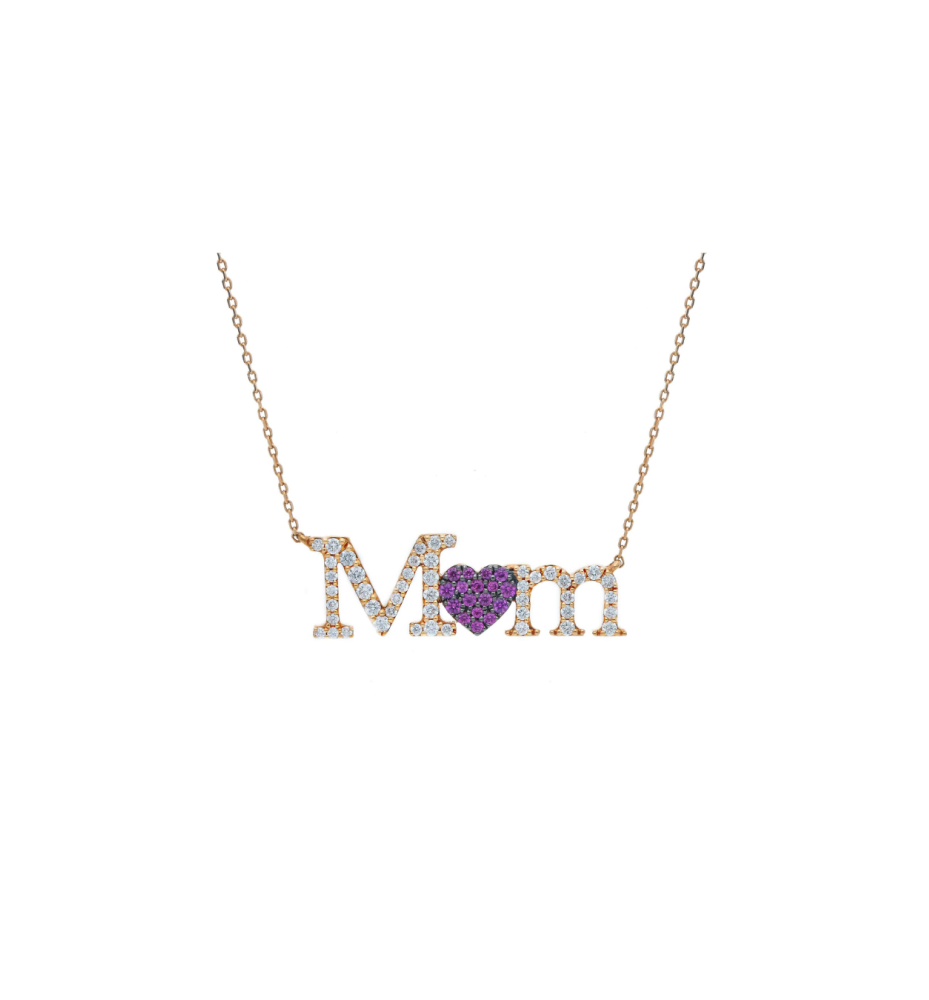 Collana mom in Oro, diamanti e zaffiri rosa regalo Festa della Mamma
