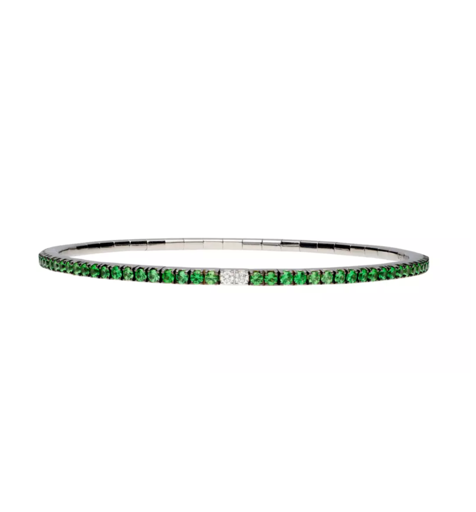 Bracciale Demeglio Extensible Tennis - HULK tsavorite,diamanti bianchi