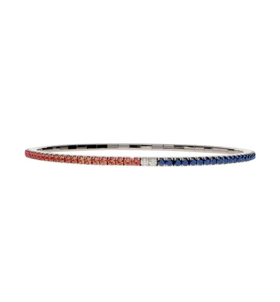 Bracciale Demeglio Extensible Tennis - zaffiri, rubini, diamanti bianc