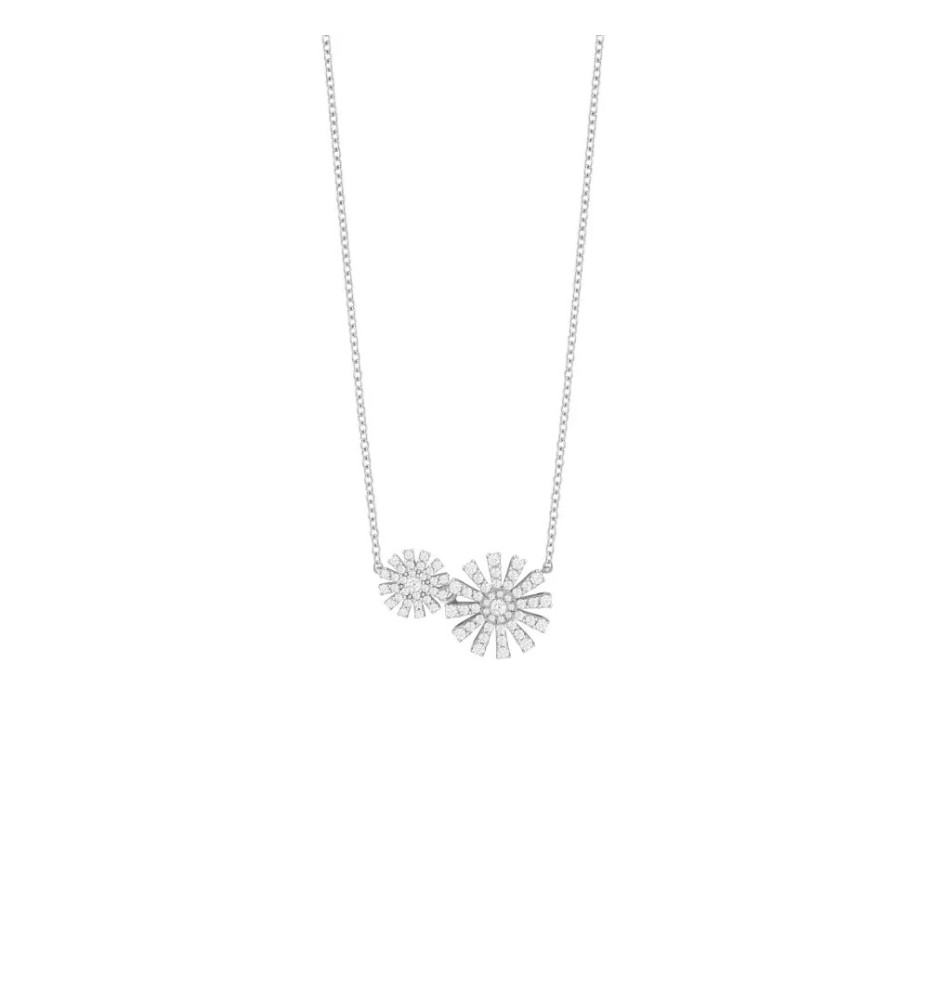 Collana Margherita 2 margherite in oro bianco con diamanti 20102418