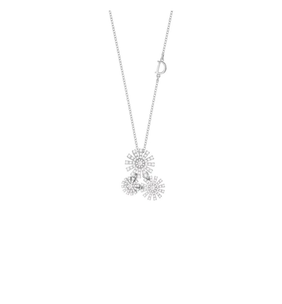 Collana Margherita 3 margherite in oro bianco con diamanti 20102420
