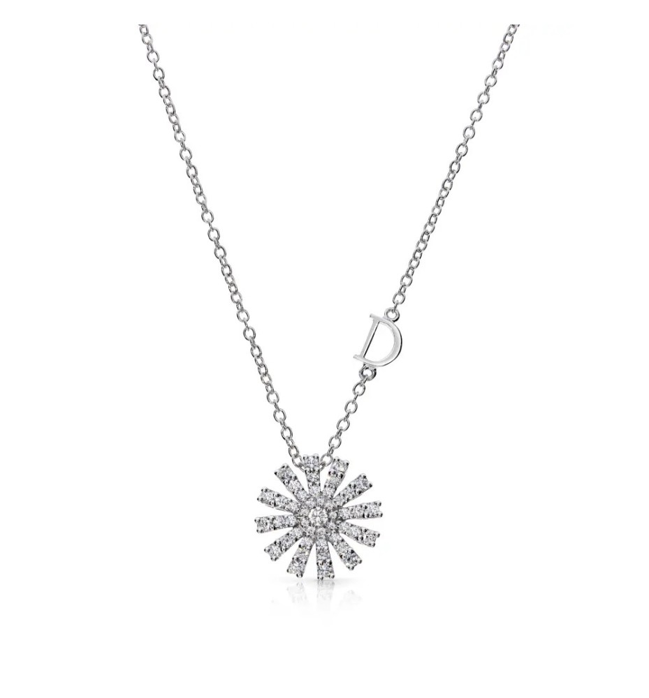 Collana Margherita in oro bianco con diamanti 12 mm 20072756
