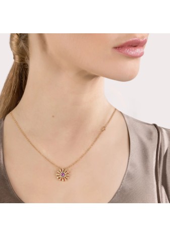 Collana Margherita oro rosa con ametista diamanti brown 16mm 20072766