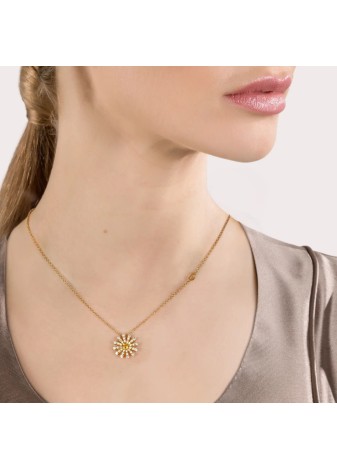 Collana Margherita oro giallo quarzo citrino e diamanti 16mm 20072771