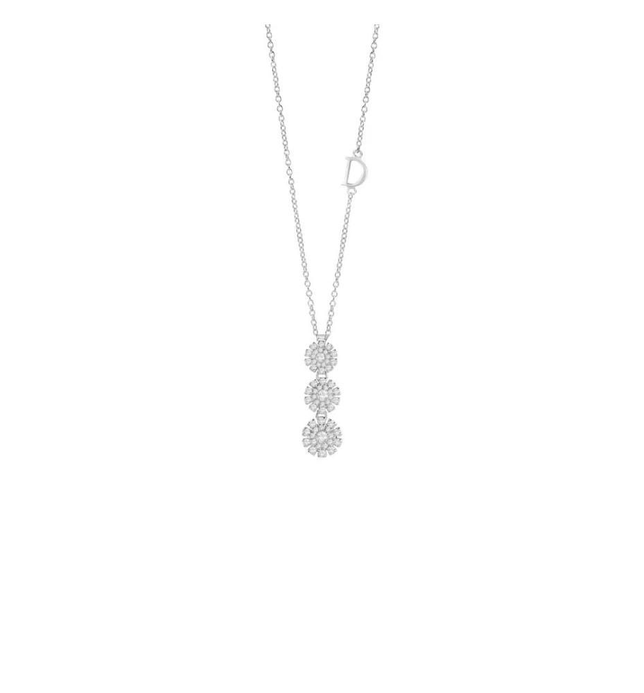 Collana Margherita 3 margherite in oro bianco con diamanti 20074586