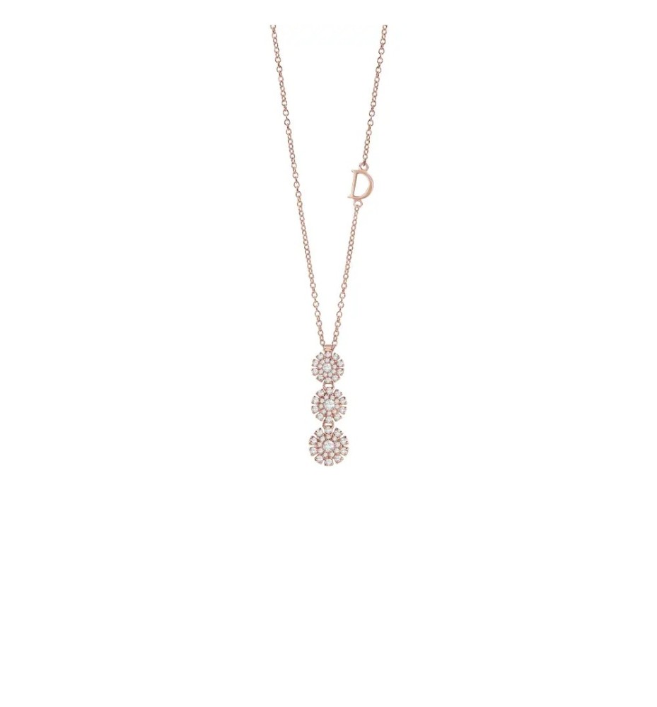 Collana Margherita 3 margherite in oro rosa con diamanti 20087227
