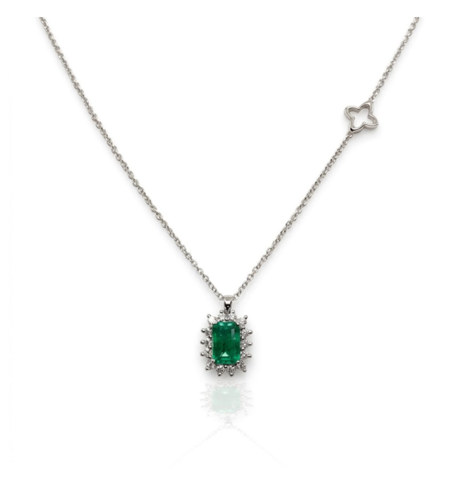 Recarlo Collana Halskette Dame Smeraldo e Diamanti ct0.18 P79CC037/SM