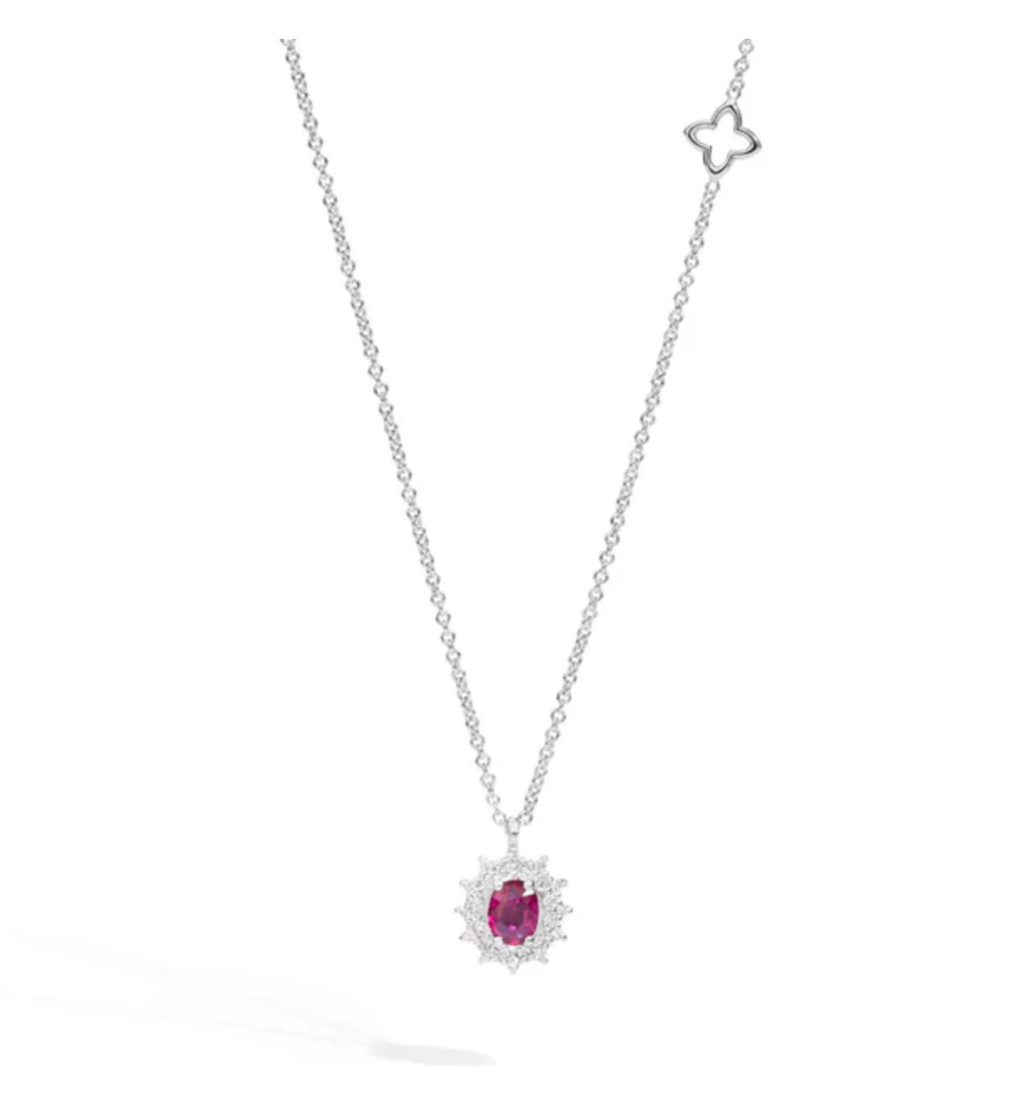 Recarlo Collana Camelia Rubino e Diamanti ct0.14 P77CC01/RB