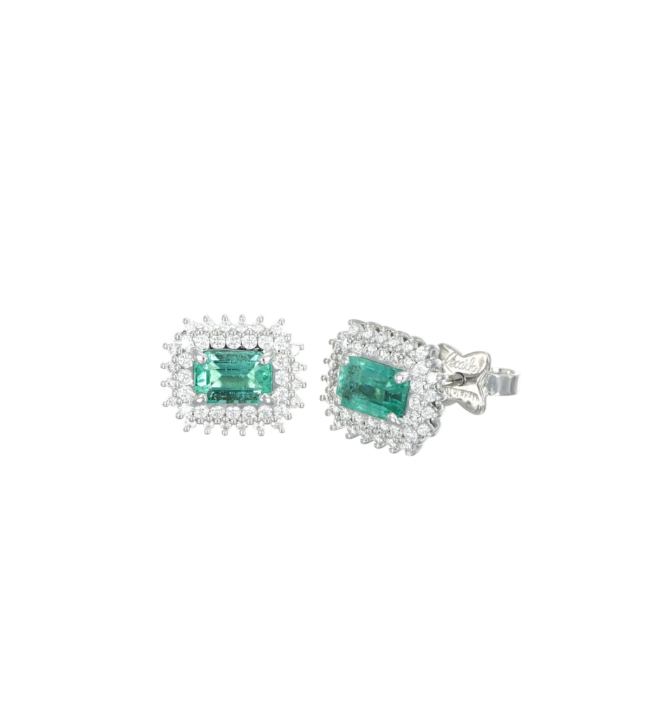 Recarlo Orecchini Smeraldo e Diamanti ct0.34 E77CC002/SM