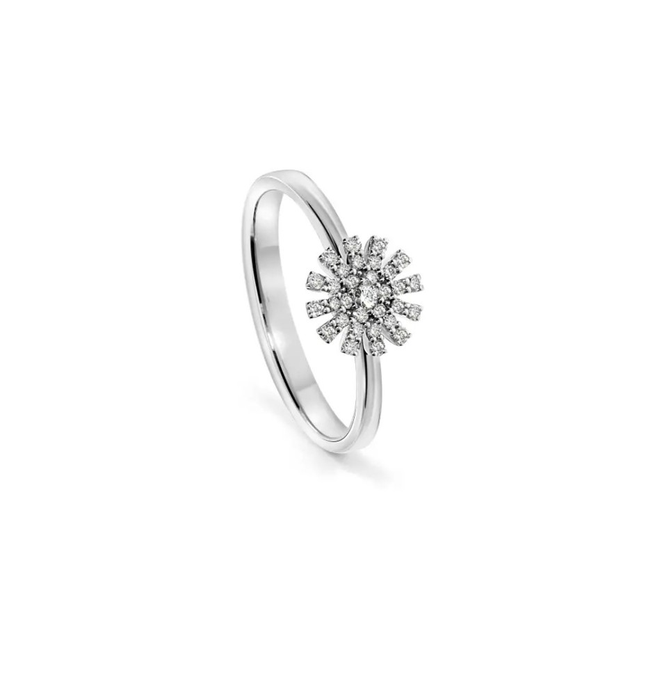 Anello Margherita in oro bianco con diamanti 8 mm
