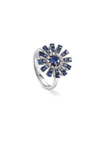 Anello Margherita in oro bianco con zaffiri e diamanti 16 mm
