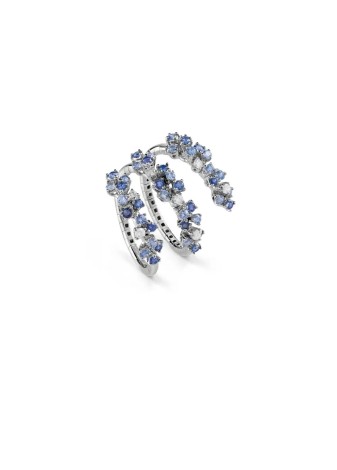 Anello Mimosa Flexi in oro bianco con diamanti e zaffiri 3 fasce