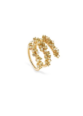 Anello Mimosa Flexi oro giallo con diamanti 3 fasce