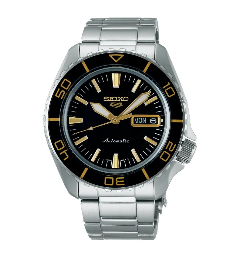 Seiko 5 Sport nero e oro 42.5 mm SRPK99K1