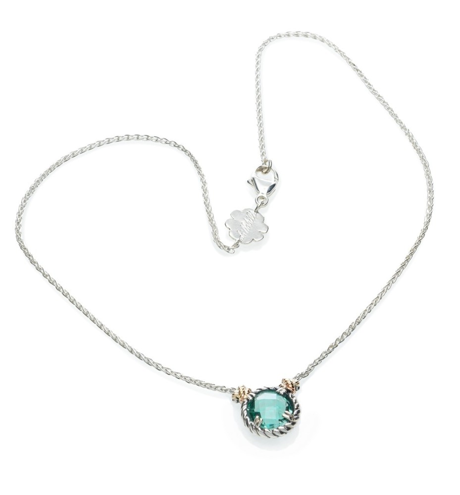Collana DeNobili Nodi intreccio una pietra verde CO122
