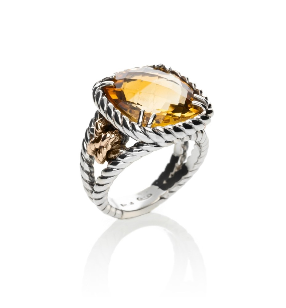Anello DeNobili Nodi intreccio pietra quadrata giallo AN2522