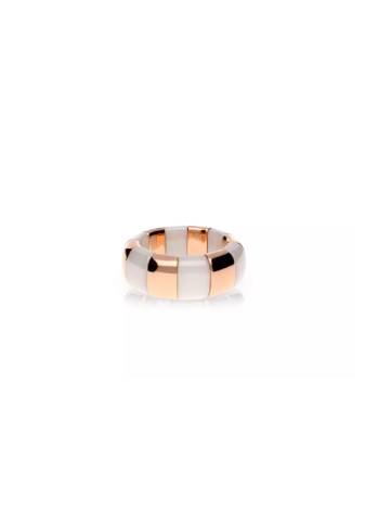Anello Demeglio Aura Pura Grande Ceramica bianca lucida e dorata rosa