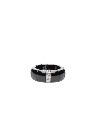 Anello Demeglio Pura Grande Ceramica nera lucida e diamanti GC1GN2DB