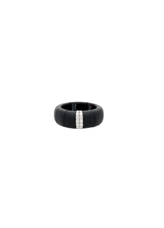 Anello Demeglio Pura Grande Ceramica nera satinata diamanti GC1GN2DBS