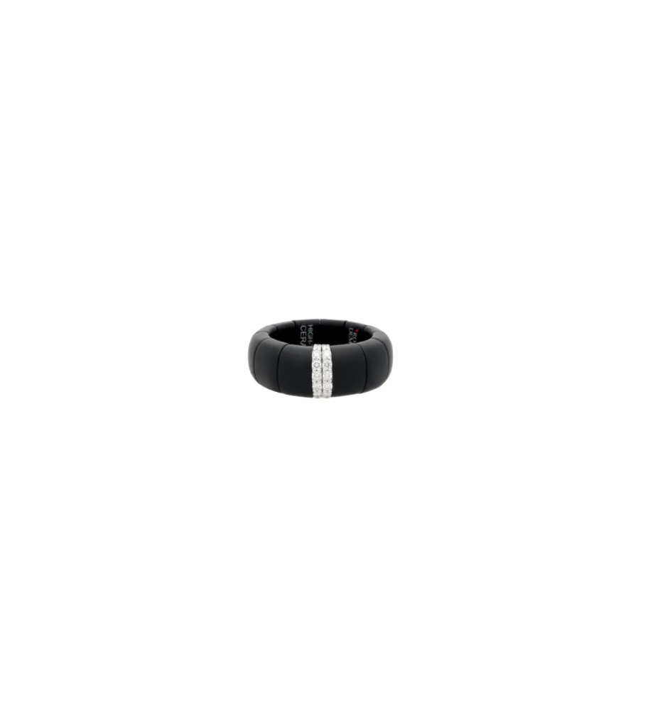 Anello Demeglio Pura Grande Ceramica nera satinata diamanti GC1GN2DBS Anello Demeglio Pura Grande Ceramica nera satinata diamanti GC1GN2DBS