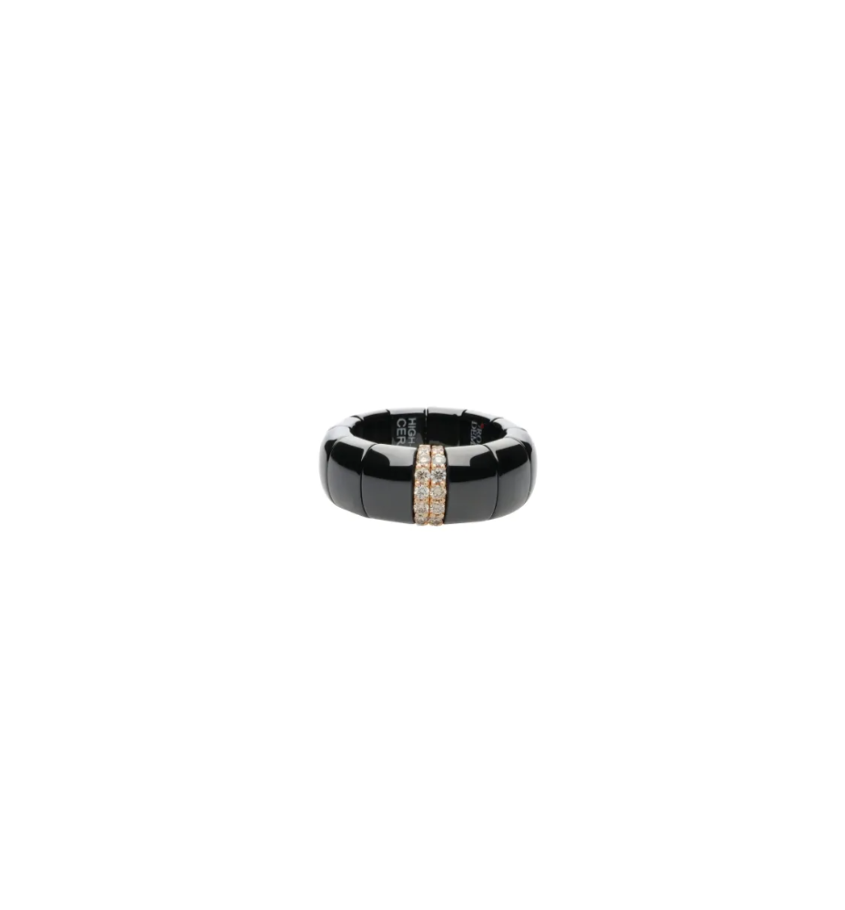 Anello Demeglio Pura Grande Ceramica nera lucida e diamanti GC1GN2DBW