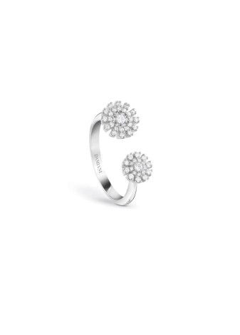 Anello Margherita 2 margherite in oro bianco con diamanti