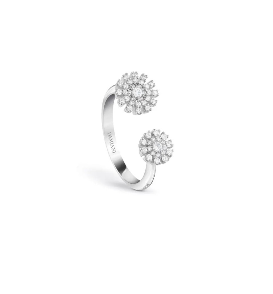 Anello Margherita 2 margherite in oro bianco con diamanti