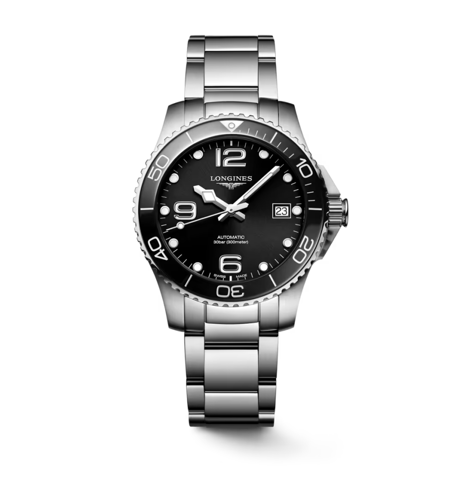 Longines Hydroconquest 39 Ceramic quadrante nero automatico L37804566 Longines Hydroconquest 39 Ceramic quadrante nero automatico L37804566