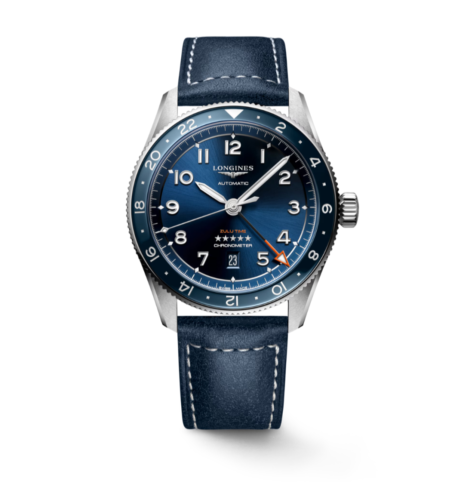 Longines Spirit Zulu Time 42 mm blu cinturino pelle L38124932
