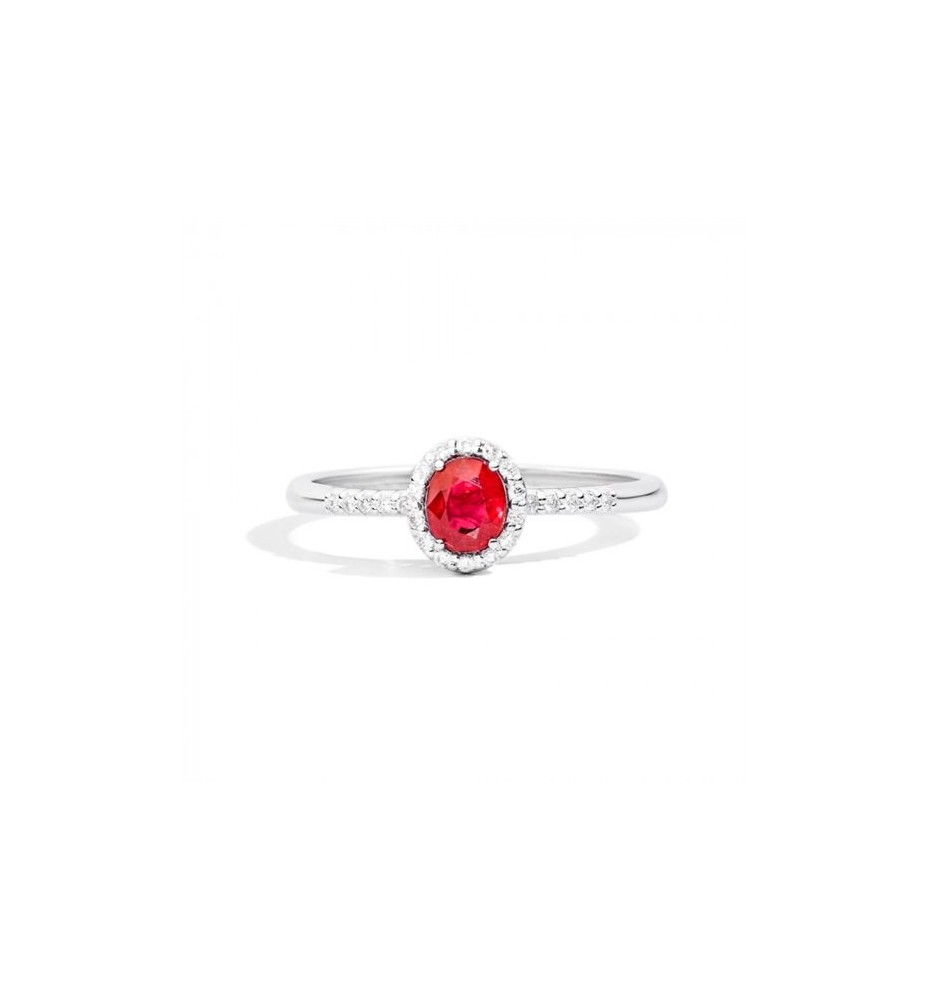 Anello Recarlo Iris | Oro Bianco, Diamanti e Rubino – Ferrara