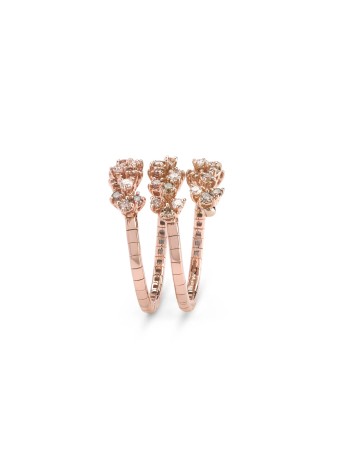 Anello Mimosa Flexi in oro rosa con diamanti bianchi e brown 3 fasce