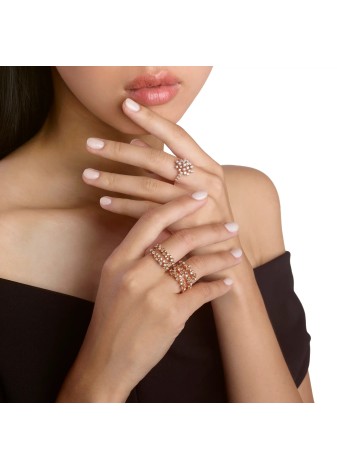 Anello Mimosa Flexi in oro rosa con diamanti bianchi e brown 3 fasce