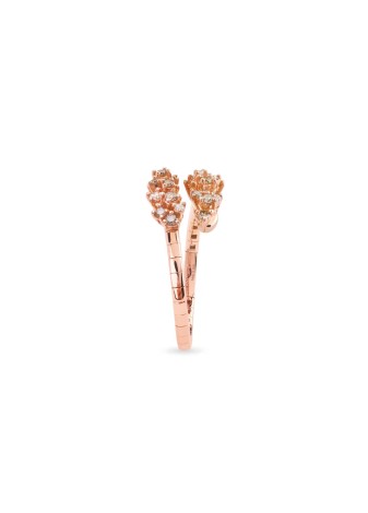 Anello Mimosa Flexi in oro rosa con diamanti bianchi e brown 2 fasce