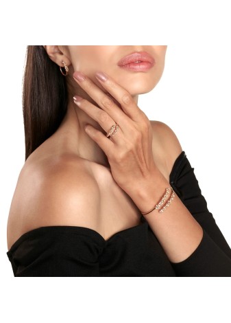 Anello Mimosa Flexi in oro rosa con diamanti bianchi e brown 2 fasce