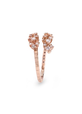 Anello Mimosa Flexi in oro rosa con diamanti bianchi e brown 2 fasce