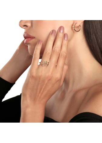 Cerchi Mimosa in oro rosa con diamanti bianchi e brown 20100613