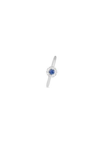 Anello Margherita in oro bianco con diamanti e zaffiro