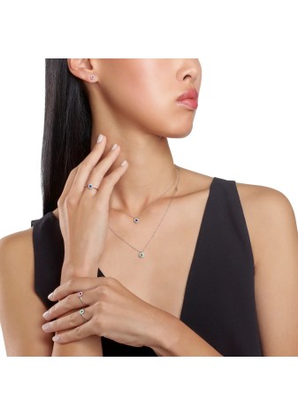 Anello Margherita in oro bianco con diamanti e rubino