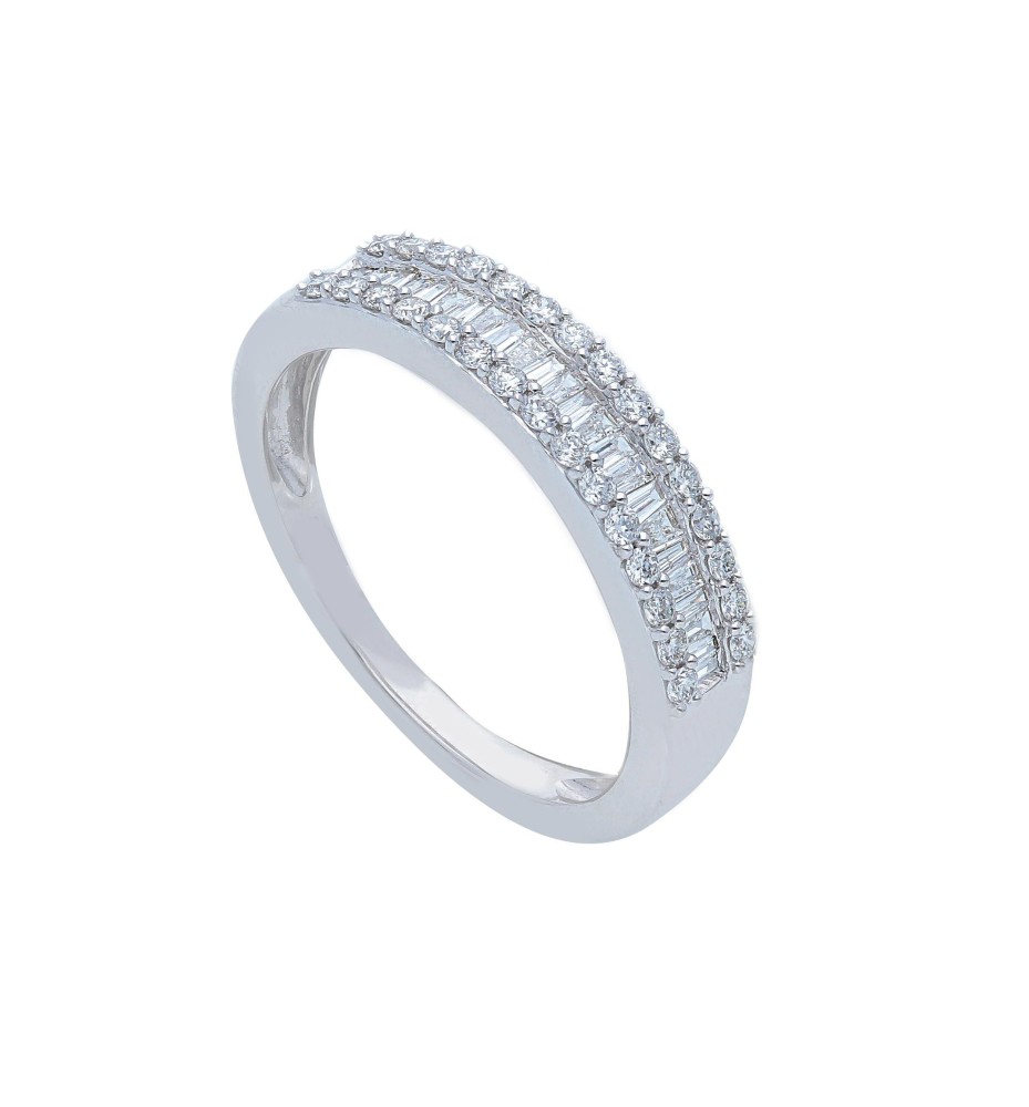 Anello Riviera in oro bianco e diamanti AN126BK - Ferrara Gioielli