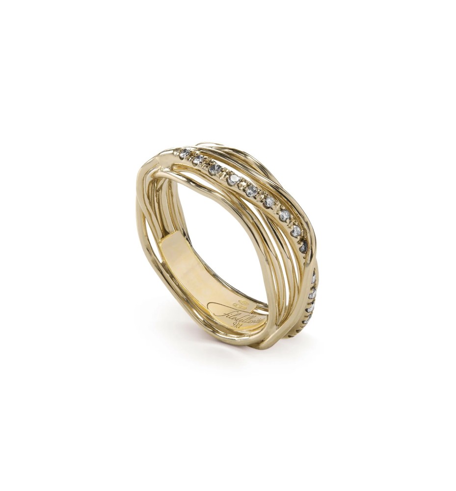 Anello Filodellavita Classic 7 fili Oro Giallo e Diamanti AN7GBT