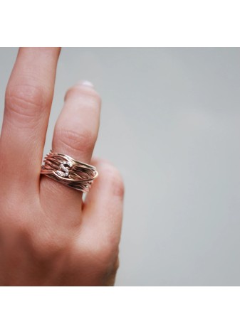 Filodellavita 13 fili in Argento 925 e Oro 9kt e iniziale con diamanti