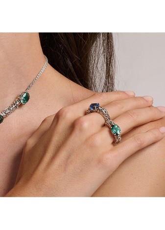 Anello DeNobili Polvere di Stelle cupola pietra azzurra AN1124