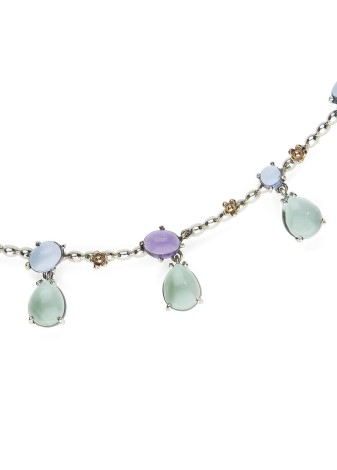 Collana DeNobili Positano argento oro e quarzi idrotermali CO1125